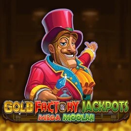 Gold Factory Jackpots Mega Moolah online game logo by Aurum Signature Studios on wazambakazino.com